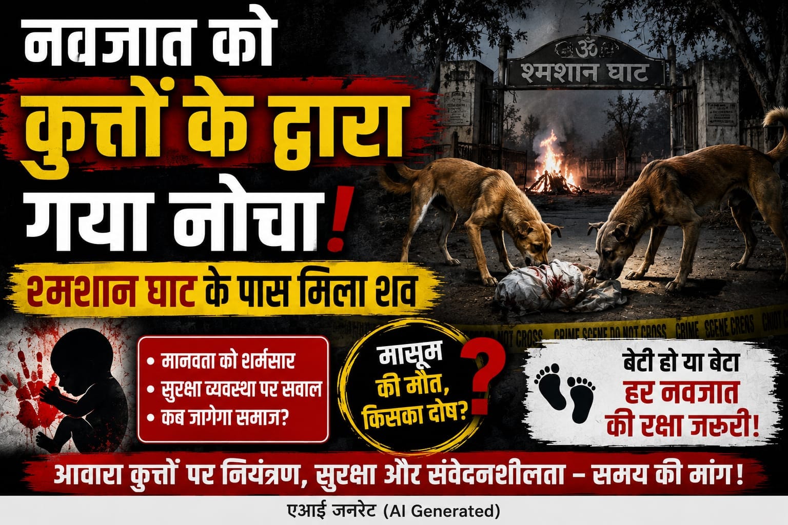 नवजात को पत्थरों के बीच गया फेंका, कुत्तों ने नोचा, शमशान घाट के पास मिला शव
