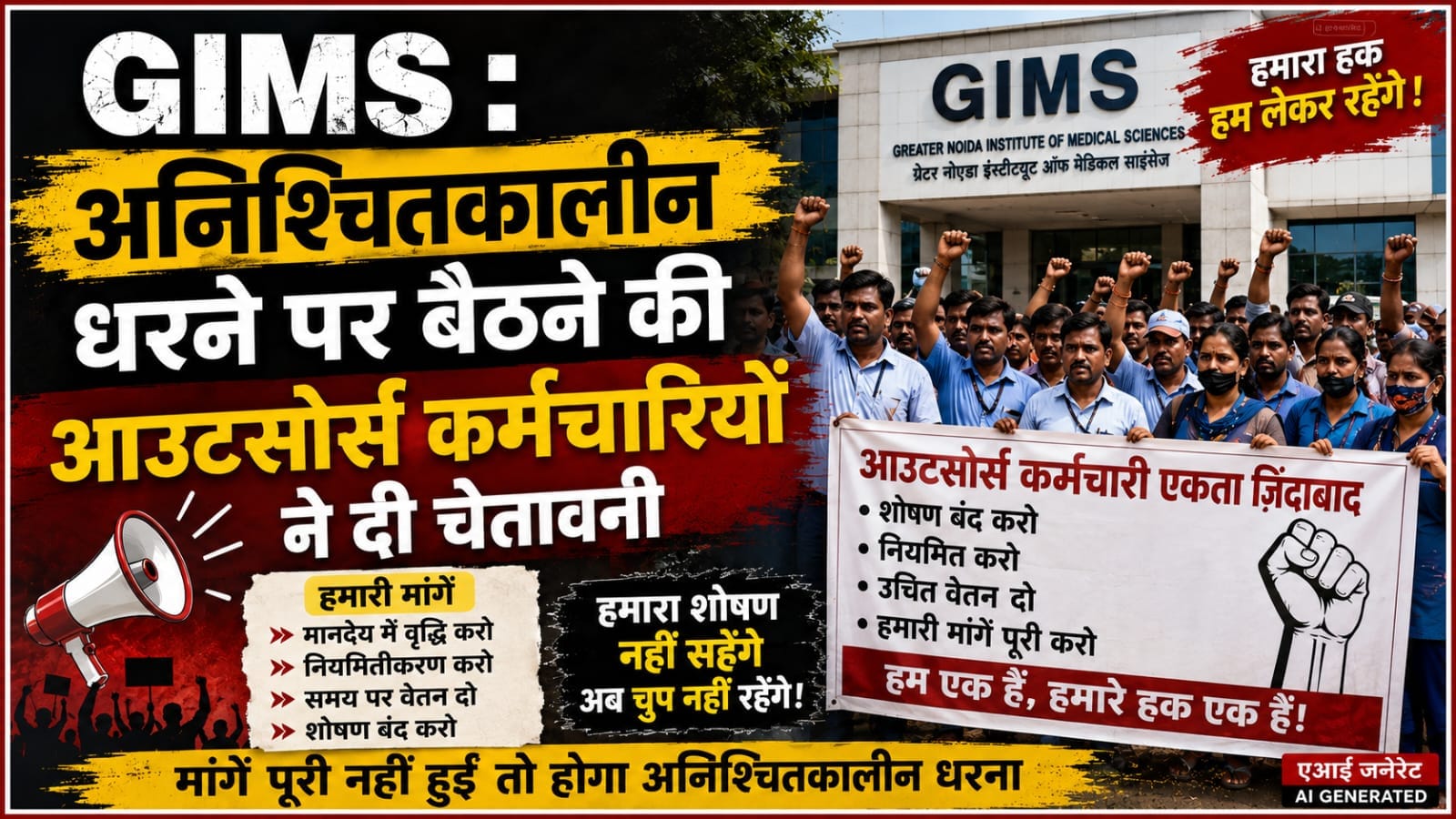 GIMS : अनिश्चितकालीन धरने पर बैठने की आउटसोर्स कर्मचारियों ने दी चेतावनी