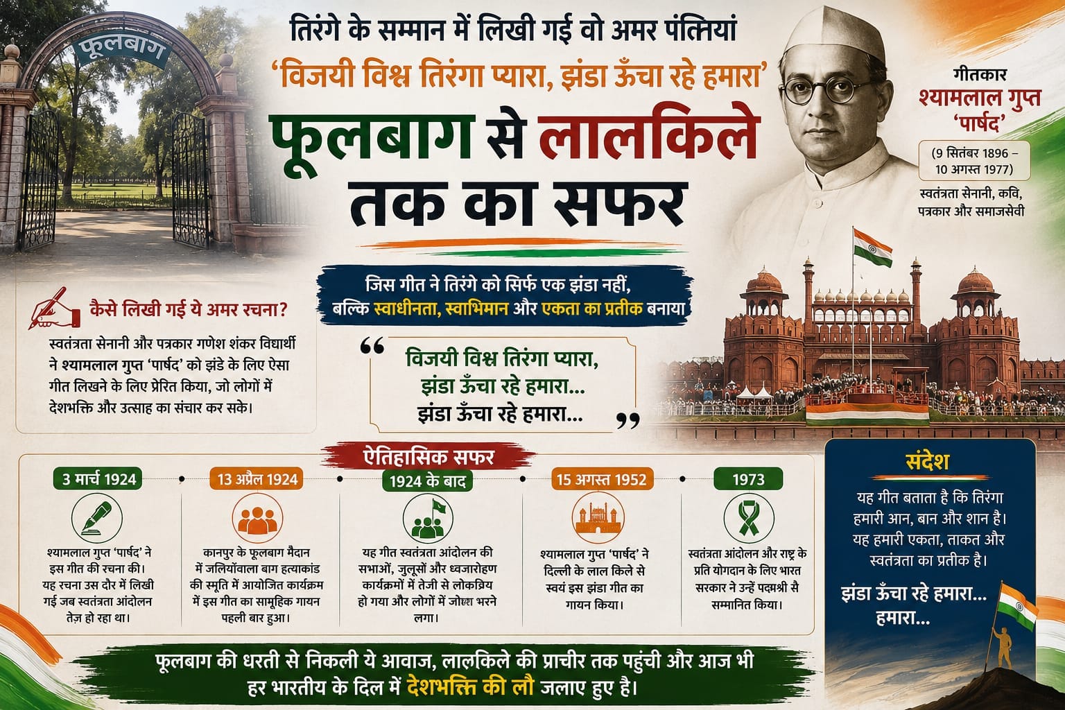 तिरंगे के सम्मान में लिखी गई वो अमर पंक्तियां, ‘झंडा ऊंचा रहे हमारा’ का पूरा इतिहास