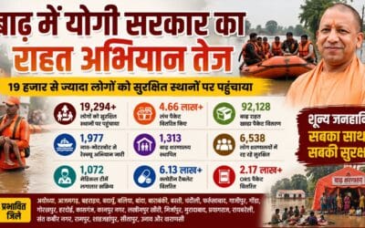 बाढ़ में योगी सरकार का राहत अभियान तेज, 19 हजार से अधिक लोगों को सुरक्षित पहुंचाया