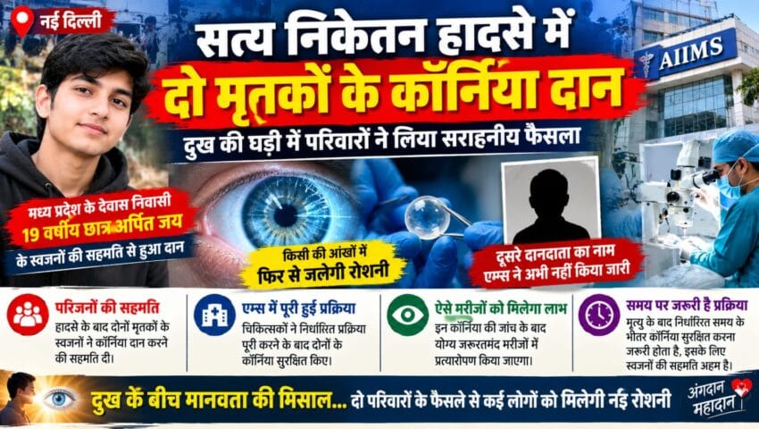 सत्य निकेतन हादसा : दो मृतकों के कॉर्निया किए गए दान