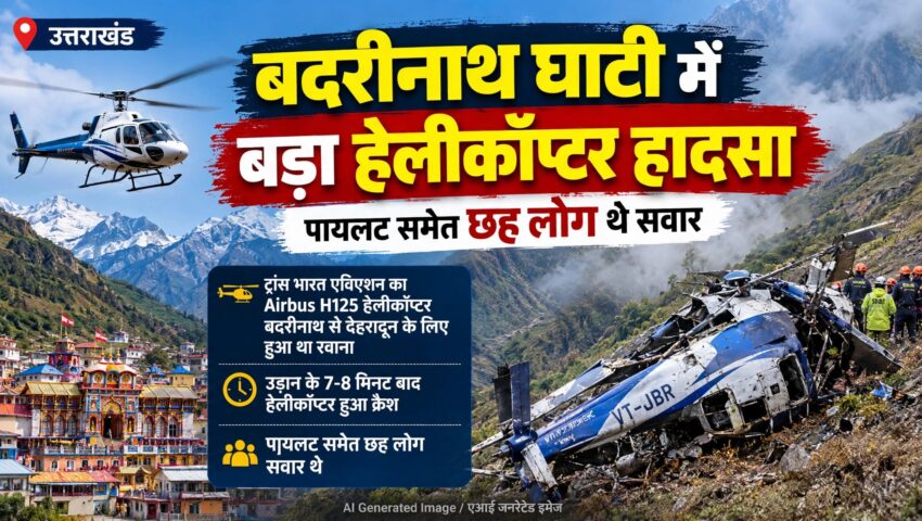 बदरीनाथ घाटी में बड़ा हेलीकॉप्टर हादसा, पायलट समेत छह लोग थे सवार