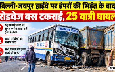 दिल्ली-जयपुर हाईवे पर डंपरों की भिड़ंत के बाद रोडवेज बस टकराई, 25 यात्री घायल